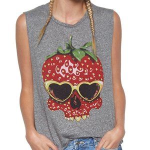 Lauren Moshi Strawberry Skulls Muscle Tee - NEW